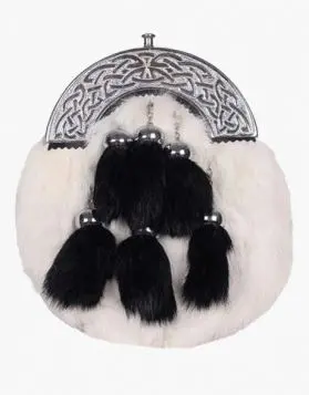 6 Tassels Rabbit Fur Sporran- Front Image