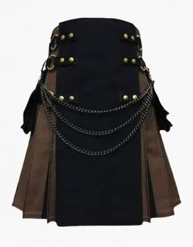 Black and Brown Hybrid Tactical Kilt- Front Image 