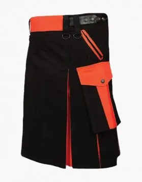 Black and Orange Utility Kilt- Front Image 
