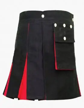  Black and Red Ladies Mini Hybrid Kilt - Front Image