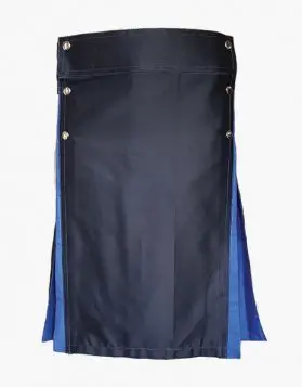Black and Blue Traditional Hybrid Kilt- Front Image 