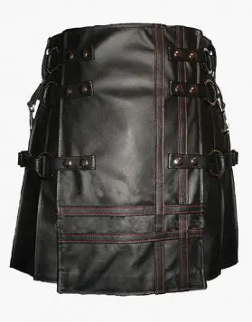 Black Gothic Leather Kilt  - Front Image 