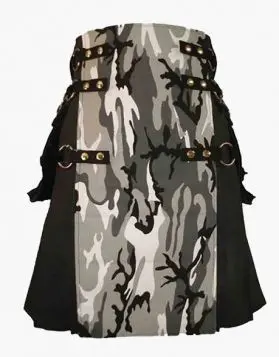 Black with Urban Camo Gothic Utility Kilt- Front Image
