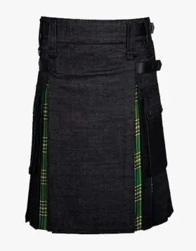 Black Slim Fit Denim Hybrid Kilt