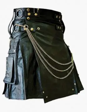 Fashion Leather Kilt With Chains- Front Image 