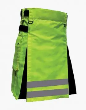 Fluorescent Green with Black Firefighter Hybrid Kilt - Front Image 