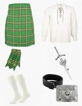 Irish Green Tartan Kilt Set
