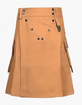 Men’s Stylish Khaki Working Tactical Kilt-Front Image