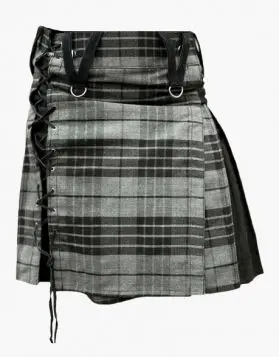 Modern Grey Box Pleated Hybrid Kilt- Front Image 