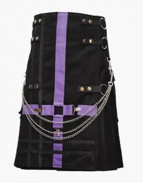 New Fashion Scottish Purple and Black Hybrid Two Tone Utility Kilt