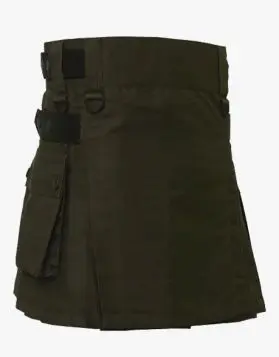 Olive Green Mini Utility Kilt For Women- Front Image 