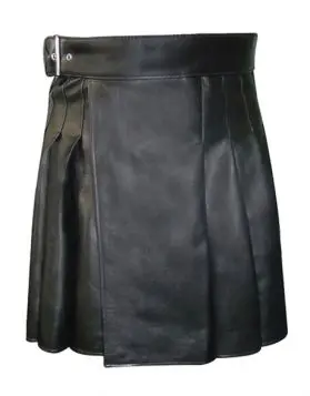 Original Black Leather Kilt- Front Image 