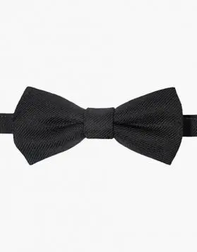 Plain Black Tartan Kilt Bow Tie 