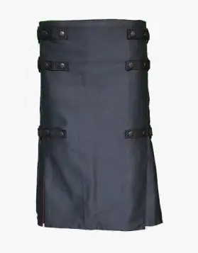 Rainbow Hybrid Kilt for Men in Black- Front Image 