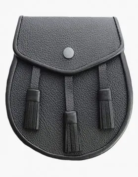Real Black Leather Sporran- Front Image