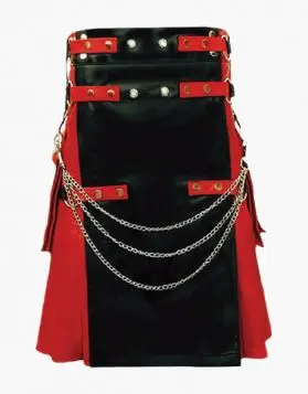 Red and Black Leather Kilt