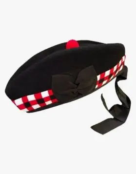 SCOTTISH GLENGARRY WITH RED AND WHITE DICED BAND