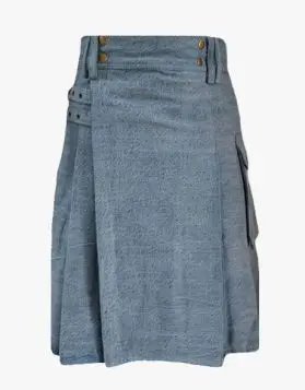 Sky Blue Denim Kilt for Mens