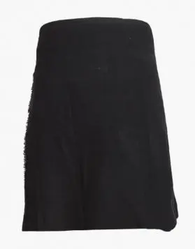 Solid Black Tartan Kilt- Front Image 
