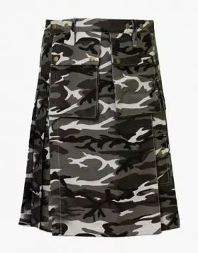Urban Camo Tactical Kilt with Front Pockets - Front Image 