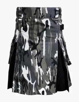 Urban Camo with Black Hybrid Kilt  - Front Image 