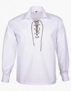 White Jacobite Ghillie Kilt Shirt- Front Image