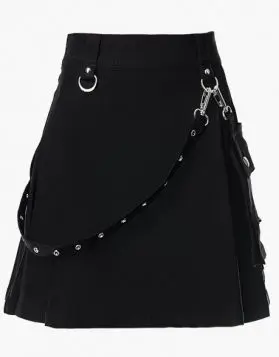 Women Black Gothic Punk Mini Skirt - Front Image
