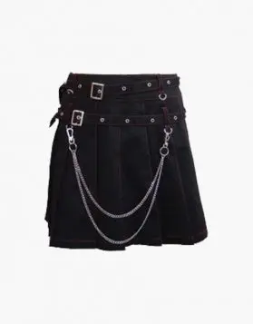 Women Black Pleated Modern Skirt - Front Image 