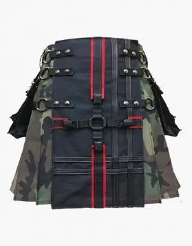 Women Black with Camo Utility Hybrid Kilt - Front Image