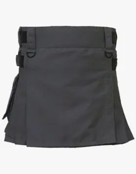 Women Grey Mini Utility Kilt- Front Image 