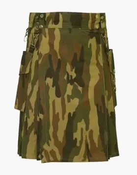 Woodland Camo Duty Tactical Kilt with Large Pockets