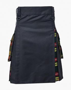 Black and Buchanan Tartan Hybrid Kilt - Front Image 
