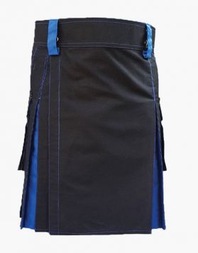 Black and Blue Two-Tone Hybrid Kilt- Front Image