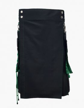 Black and Green Laces Hybrid Kilt - Front Image 