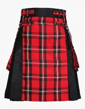 Black and Macgregor Tartan Hybrid Kilt with Chains- Front Image 