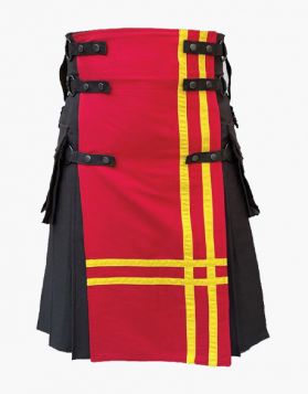Black and Red Gothic Utility Kilt- Front Image