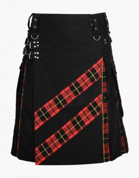 Black and Wallace Tartan Hybrid Kilt- Front Image