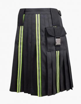 Black Firefighter Kilt with Fastening Straps - Back Image 