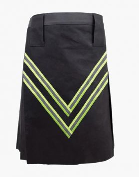 Black Firefighter Kilt with Fastening Straps - Front Image 