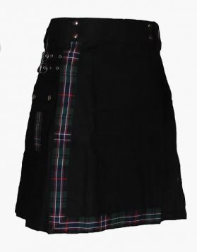 Black Hybrid Kilt with Scottish National Straps