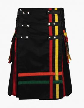  Black Rainbow Hybrid Kilt with Detachable Apron- Front Image