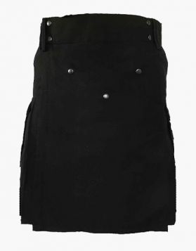 Black Utility Kilt with Multiple Pockets - Front Image