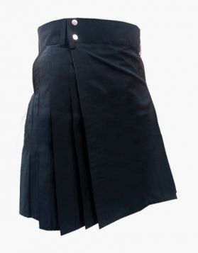 Black Utility Kilt with Slant Pockets - Front Image 