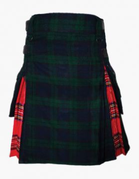 Black Watch and Royal Stewart Tartan Hybrid Kilt - Front Image