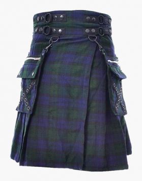 Black Watch Cato Tartan Utility Kilt- Front Image 