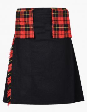 Black with Wallace Tartan Utility Kilt