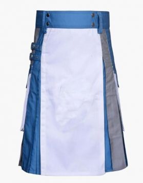 Black and White Hybrid Kilt with Red Apron - front Image