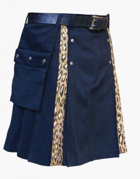 Blue and leopard Hybrid Kilt - Side Image 