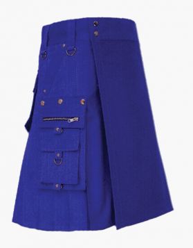 Blue Utility Kilt with Stylish Pockets