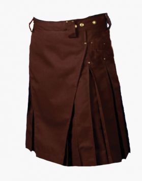 Brown Utility Kilt with Back Pocket- front Image